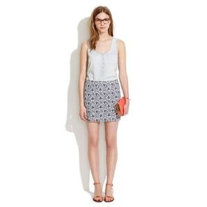 Madewell White/Blue Floral Bud Mini Miniskirt